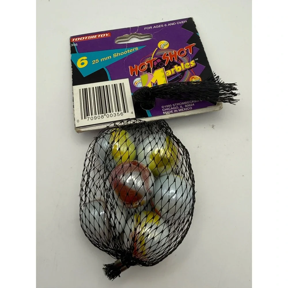Vtg Tootsietoy Hot Shot Marbles 6 Count 25mm Shooters Vintage 1995 New Packaging